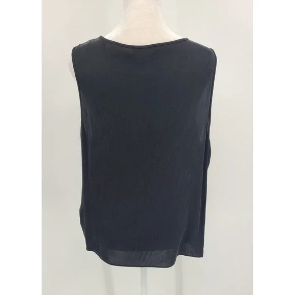 Quince Silk Stretch Tank Top Women Large Black Minimalist Capsule Washable - Picture 4 of 9